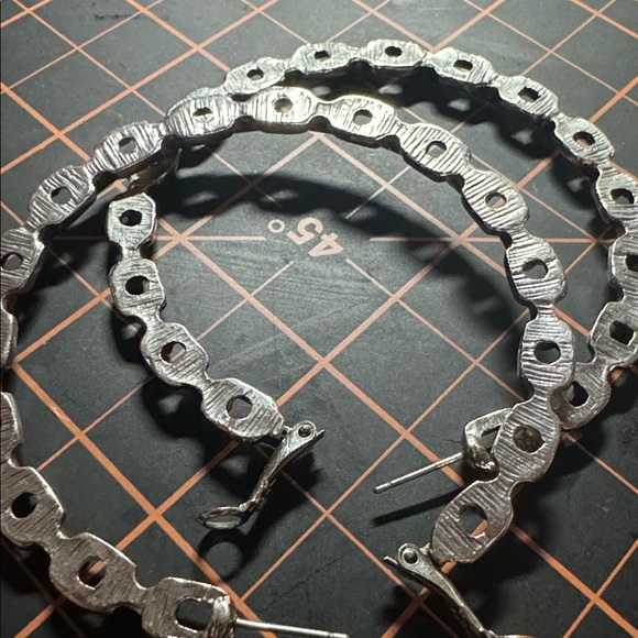 Silver Chain Hoop Earrings - Picture 4 of 5